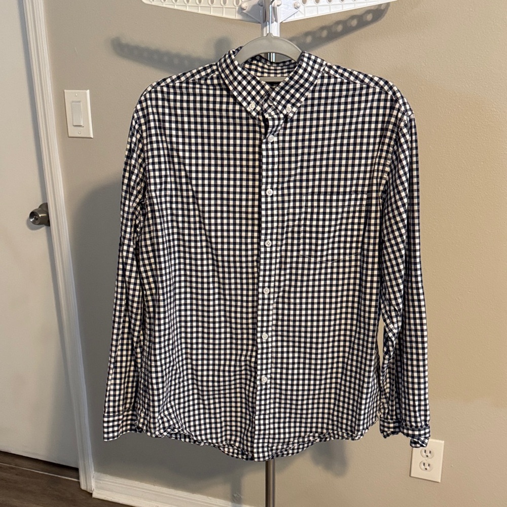 Merona Black and White Gingham Button-Down Shirt - Classic Casual